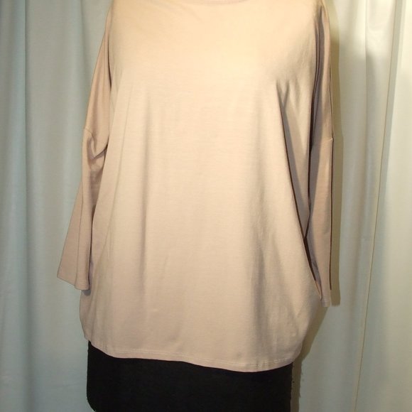 Skin Color Dusty Rose Stretchy Top Women's Size XL Due Fashion Made in Italy - Picture 3 of 5